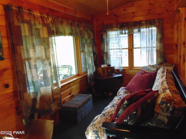 105 Leonard Ln, Paupack, PA 18451 - sitting room with wood walls and lofted ceiling