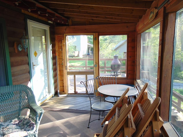 105 Leonard Ln, Paupack, PA 18451 - sunroom featuring lofted ceiling and wooden walls
