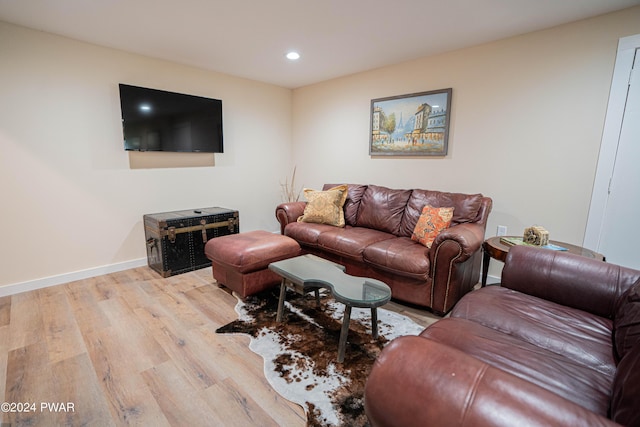 living room featuring light wood-type flooring