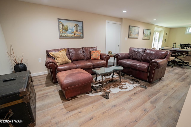 living room featuring light hardwood / wood-style floors