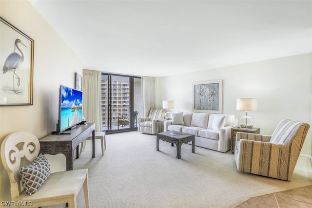 living room with expansive windows