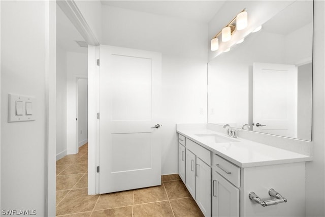 bathroom with tile patterned flooring and vanity