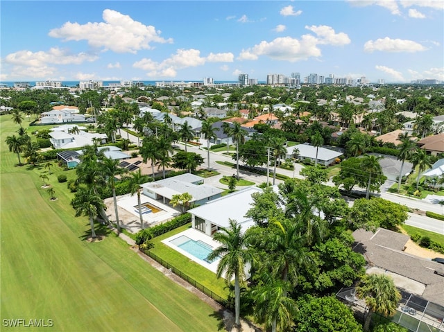 aerial view featuring a city view