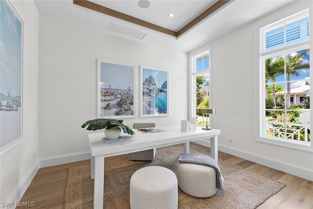 office area featuring hardwood / wood-style flooring