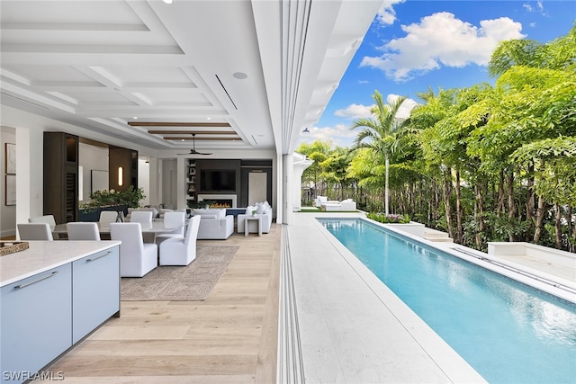 view of pool featuring an outdoor living space