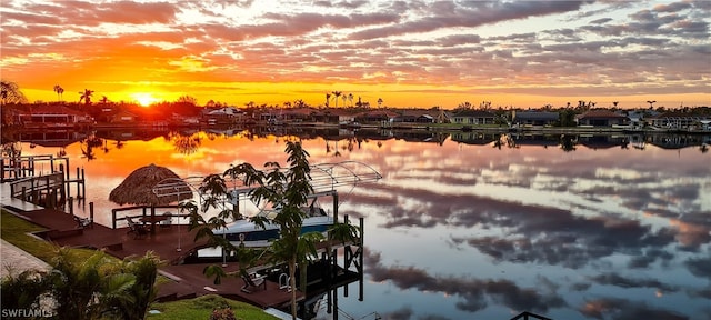 water view with a boat dock