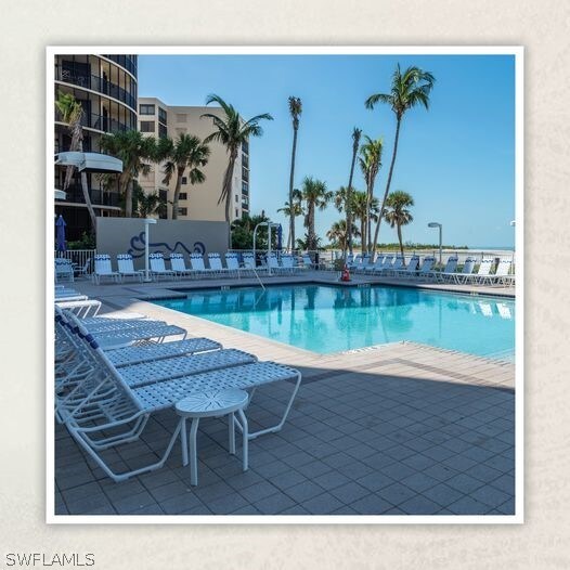 view of swimming pool with a patio area