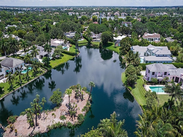 bird's eye view featuring a water view