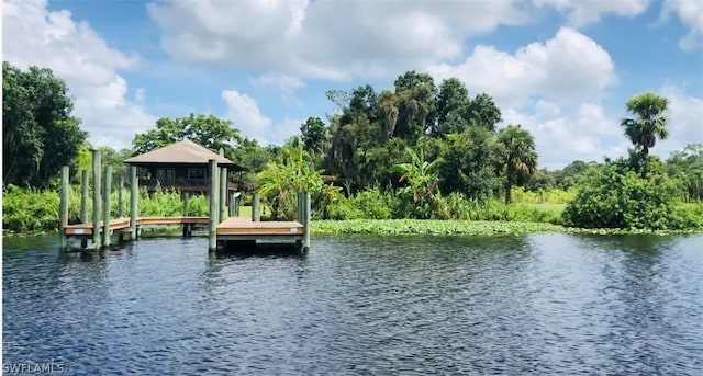 view of dock featuring a water view