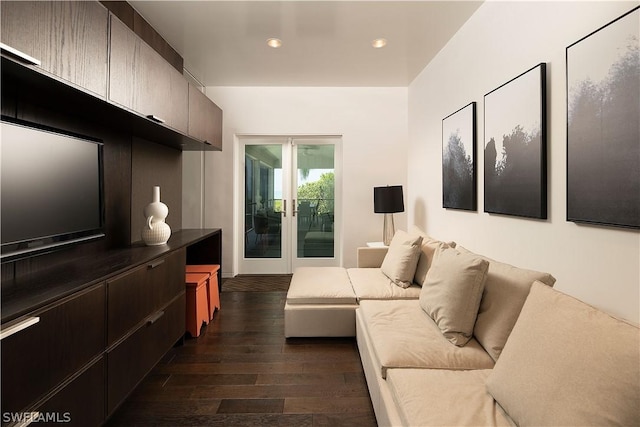 living room featuring dark hardwood / wood-style floors