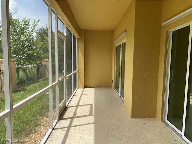 view of unfurnished sunroom