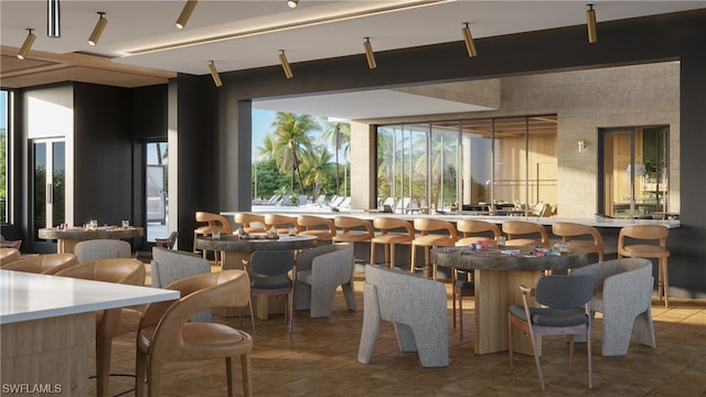 dining area featuring tile flooring