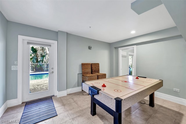 playroom with light tile flooring