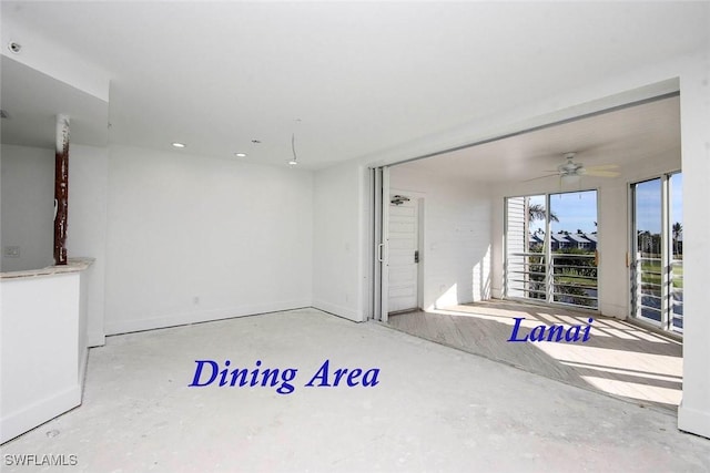 living room featuring ceiling fan