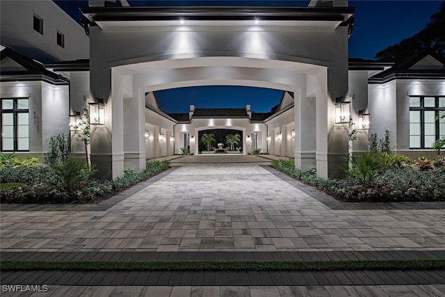 exterior space with stucco siding