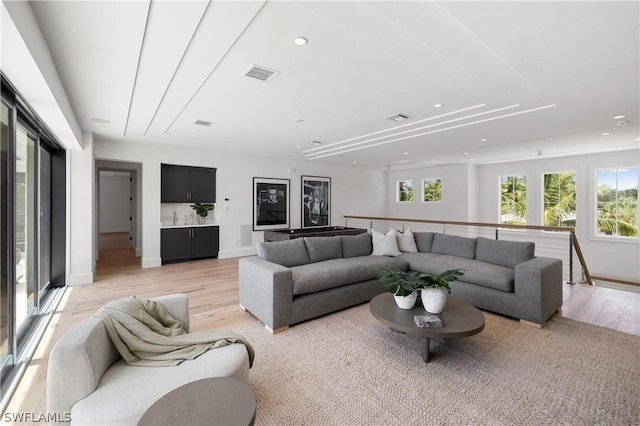 living room featuring light hardwood / wood-style floors