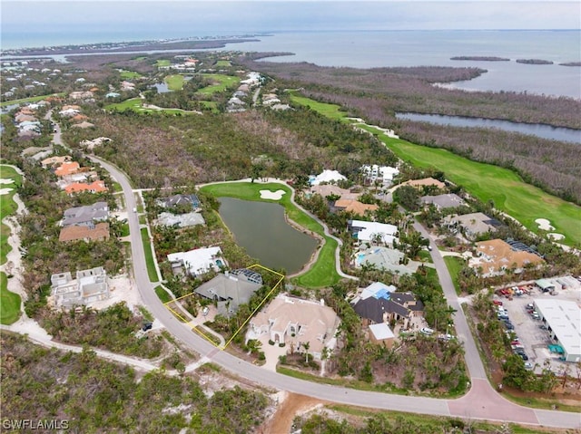 bird's eye view featuring a water view