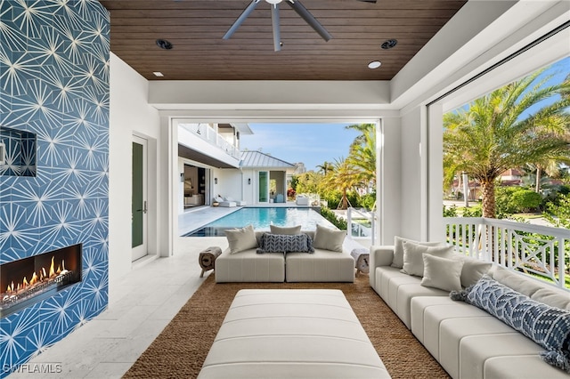 sunroom / solarium with wooden ceiling