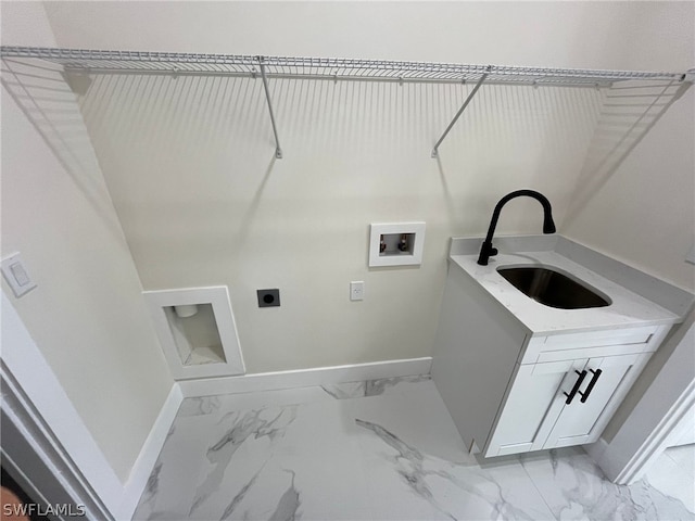 laundry room featuring hookup for an electric dryer, hookup for a washing machine, and light tile floors