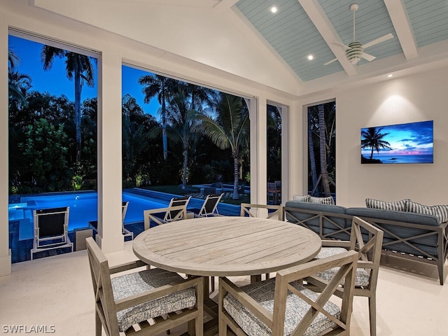 view of patio featuring ceiling fan