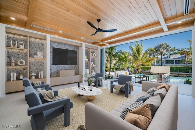 view of patio / terrace featuring ceiling fan and an outdoor hangout area