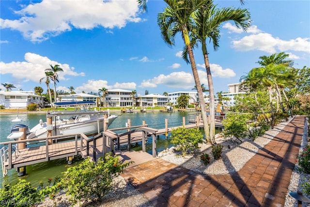 dock area featuring a water view