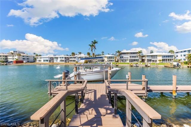 view of dock featuring a water view