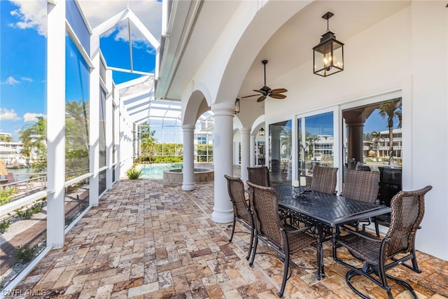 view of patio with ceiling fan