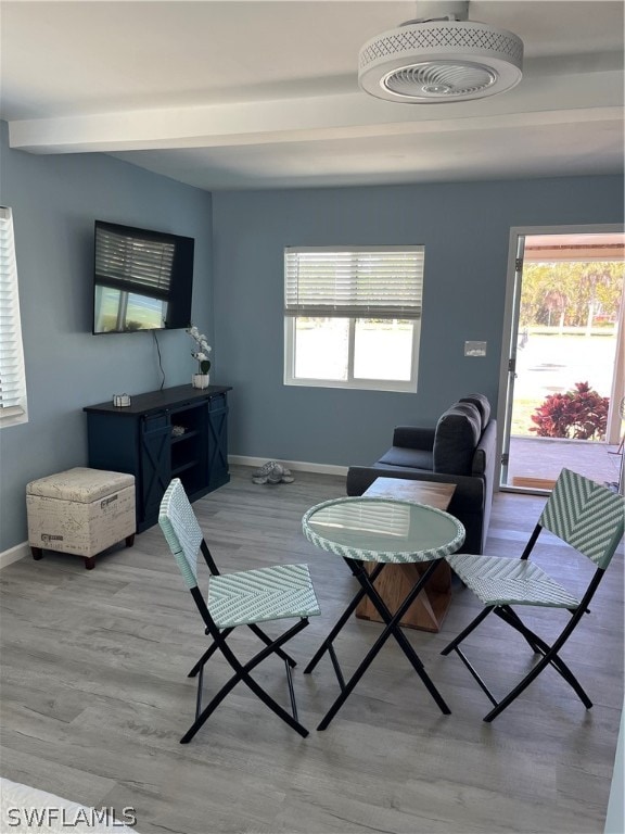 interior space with light hardwood / wood-style flooring