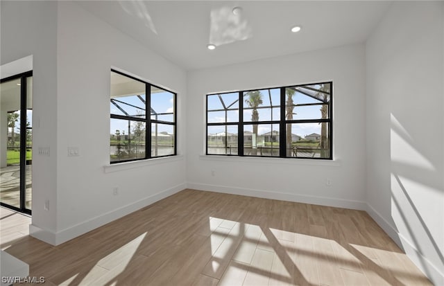 empty room featuring a healthy amount of sunlight and light wood-type flooring