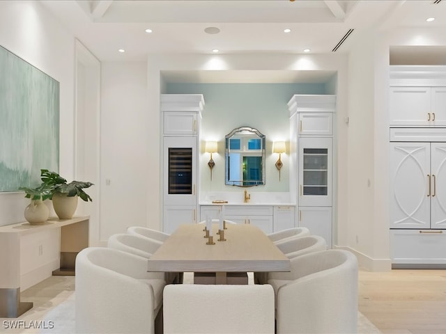 dining space featuring light hardwood / wood-style flooring