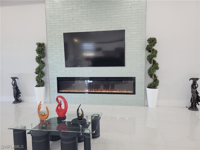 view of tiled living room