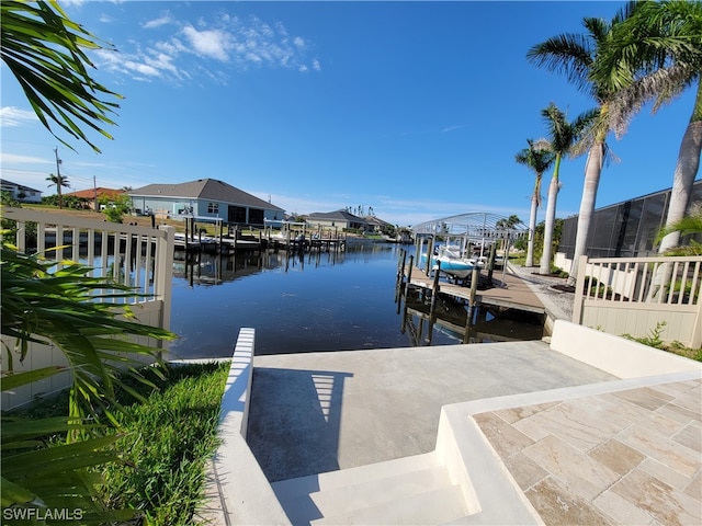 view of dock featuring a water view