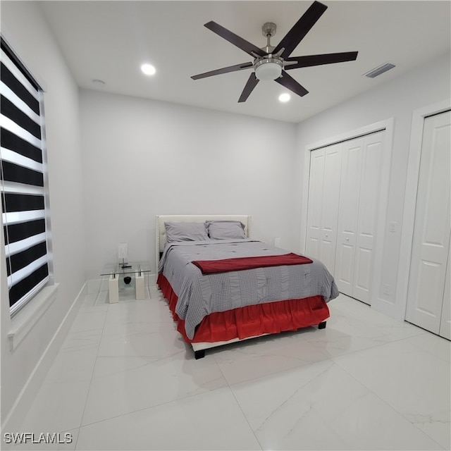 bedroom featuring ceiling fan