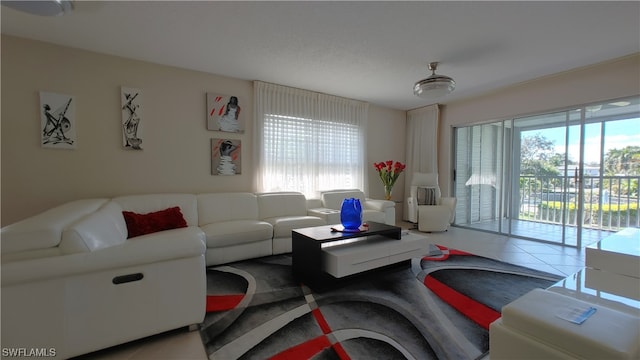 view of tiled living room