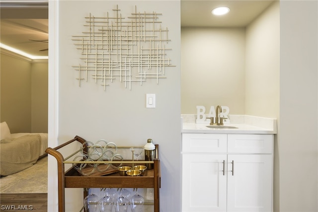 bathroom featuring tile floors and vanity