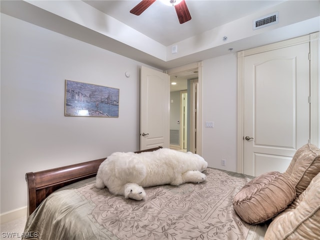 bedroom with carpet floors and ceiling fan