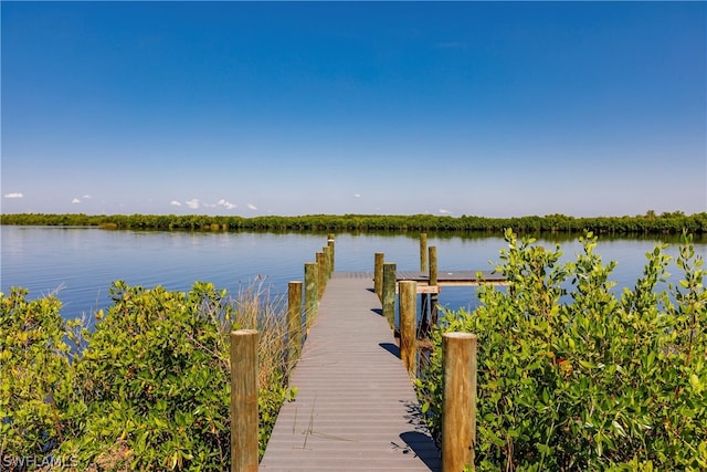 view of dock featuring a water view