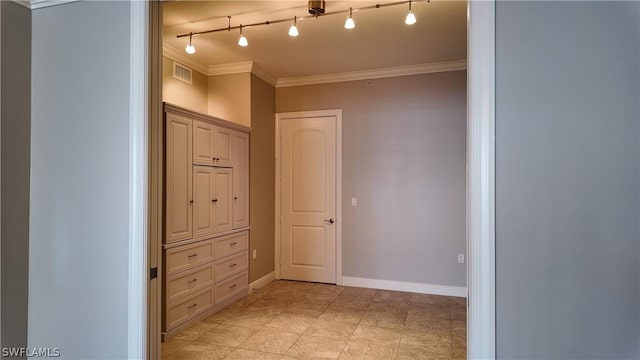 hallway with ornamental molding