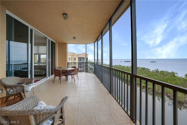 balcony with a water view