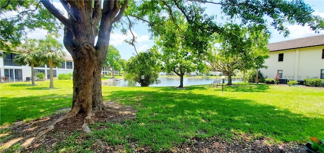 view of yard featuring a water view