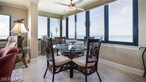 6672 Estero Blvd Unit A907, Fort Myers Beach, FL 33931 - dining area with ceiling fan