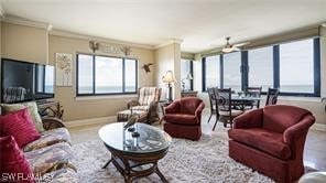 6672 Estero Blvd Unit A907, Fort Myers Beach, FL 33931 - living room featuring crown molding
