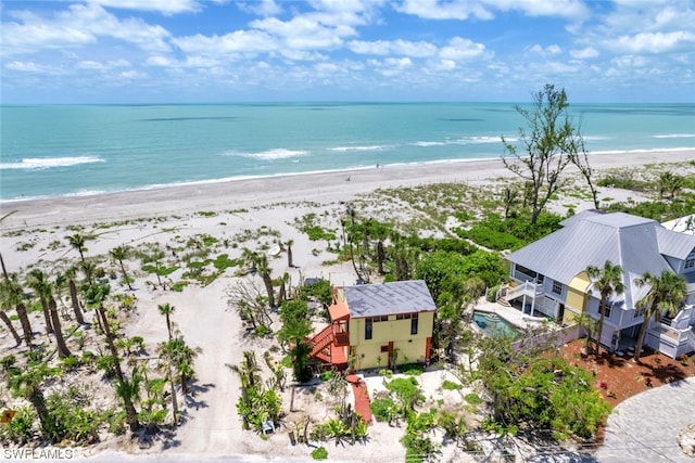 property view of water with a beach view