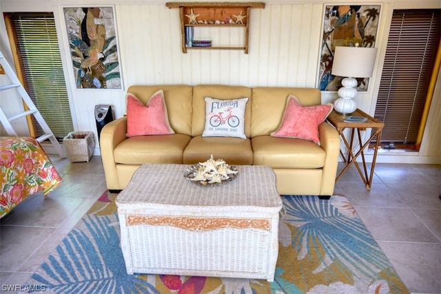 view of tiled living room