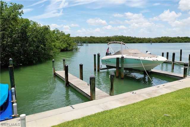 view of dock featuring a water view