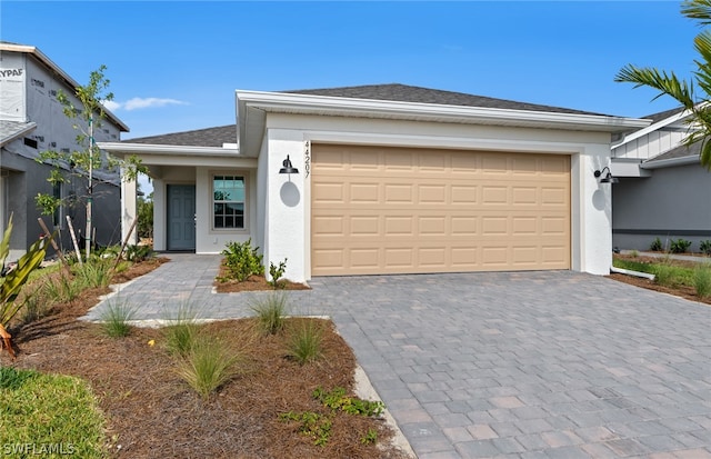 view of front facade with a garage