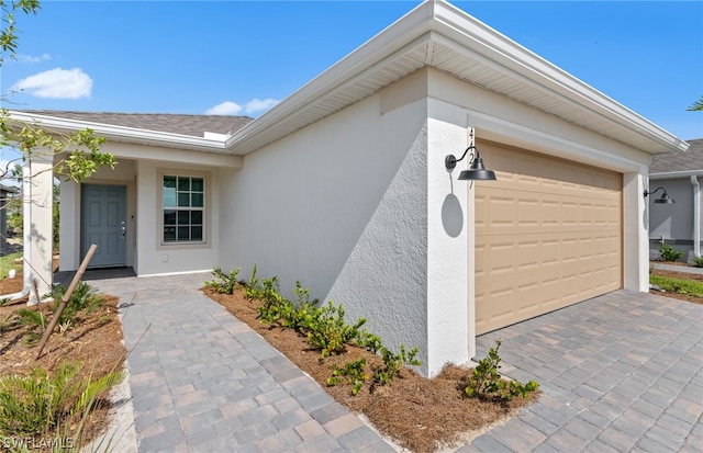 exterior space featuring a garage