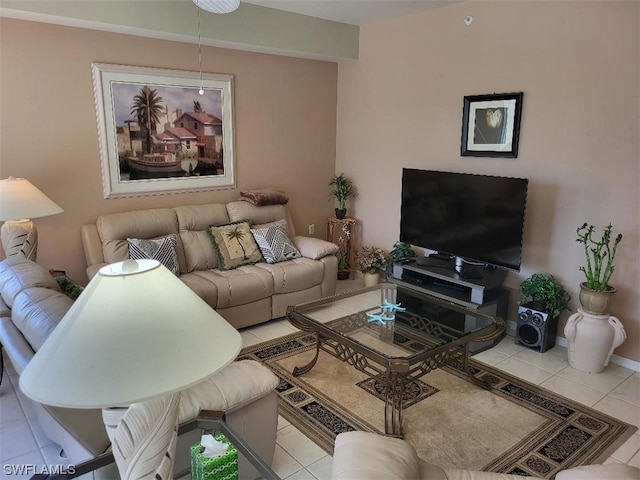 view of tiled living room