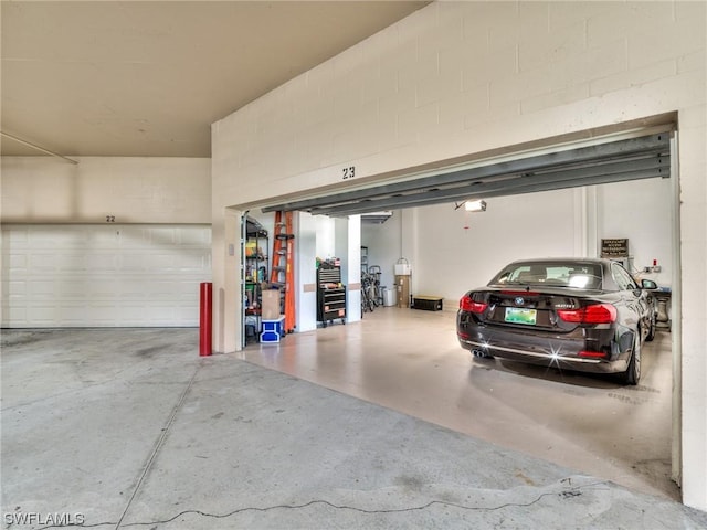 garage with a garage door opener